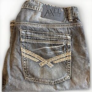 Y2K TK Axel Jeans Mens 36x34 Gray Relaxed Straight Fit Grunge